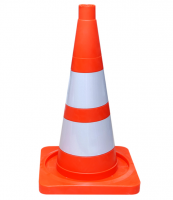 Сигнальный дорожный конус (мягкий, с двумя световозвращающими полосами)