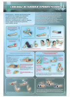 Комплект дидактических модулей "Способы остановки кровотечения, сердечно-легочная реанимация, транспортные положения, первая помощь при скелетной травме, ранениях и термической травме", ламинированные, 900 х 600, 5 шт.