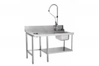 Предмоечный стол с душем, 1305x700x1735 мм