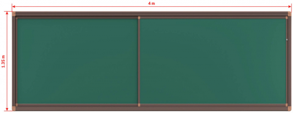 Раздвижная меловая доска на рельсовой системе, 2 рабочие поверхности (левая\правая)